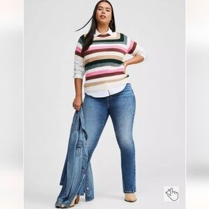 Torrid Women's Sweater Harney Stripe Soft Short Sleeve Pullover Size 4